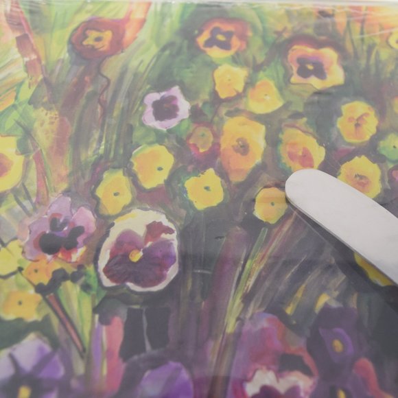 LSARTS 2 Piece Designer Serving Set Pansies New - Picture 11 of 11